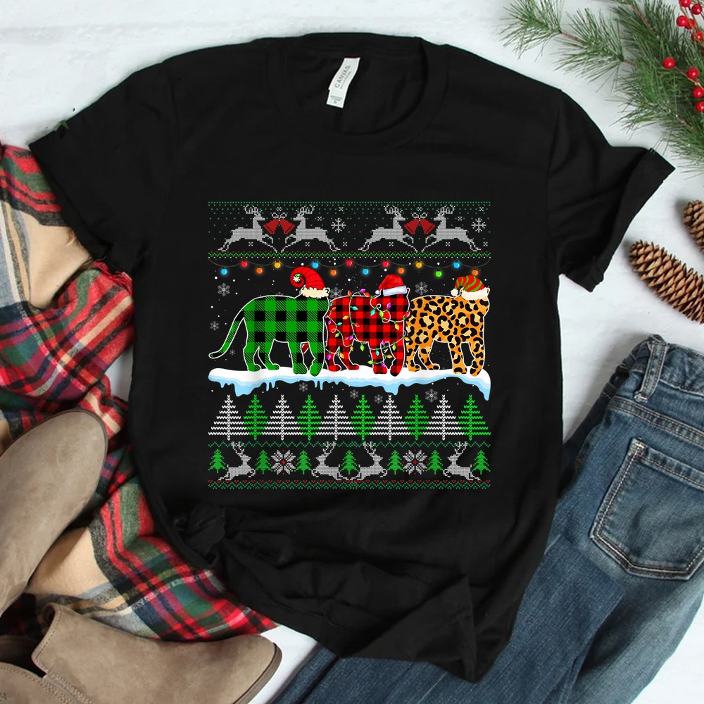 Christmas Tiger Xmas Leopard Buffalo Plaid Santa Hat Shirt Christmas Tiger Xmas Leopard Buffalo Plaid Santa Hat Shirt