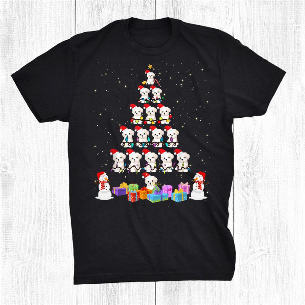 Christmas Tree Cute Xmas Present Lover Lights Maltese Shirt Christmas Tree Cute Xmas Present Lover Lights Maltese Shirt