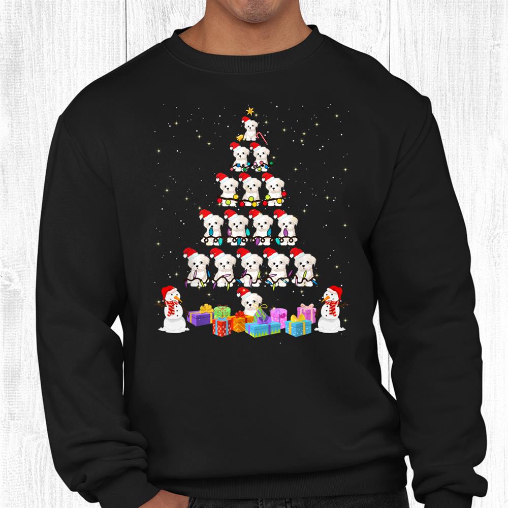 Christmas Tree Cute Xmas Present Lover Lights Maltese Shirt Christmas Tree Cute Xmas Present Lover Lights Maltese Shirt