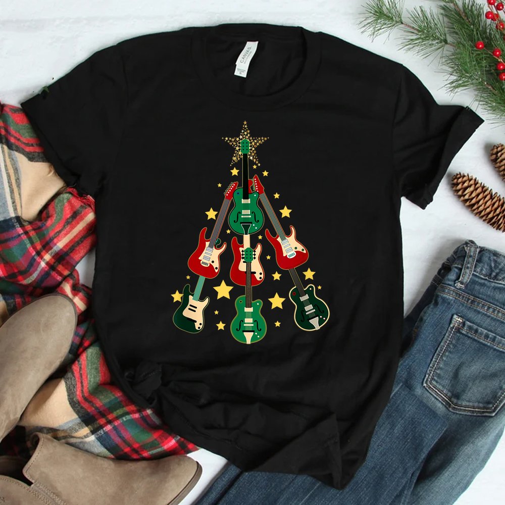 Cool Guitar Christmas Tree Guitar Shirt Cool Guitar Christmas Tree Guitar Shirt