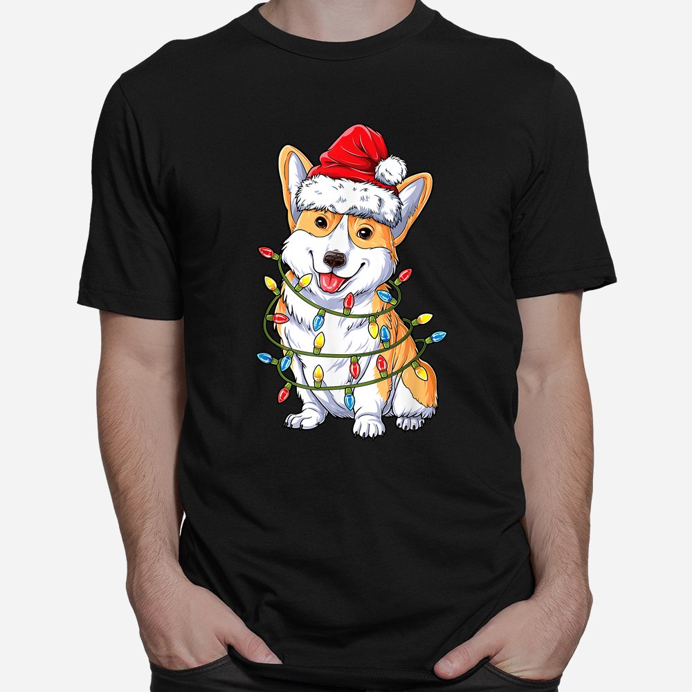Corgi Santa Christmas Tree Lights Xmas Corgmas Dog Shirt Corgi Santa Christmas Tree Lights Xmas Corgmas Dog Shirt