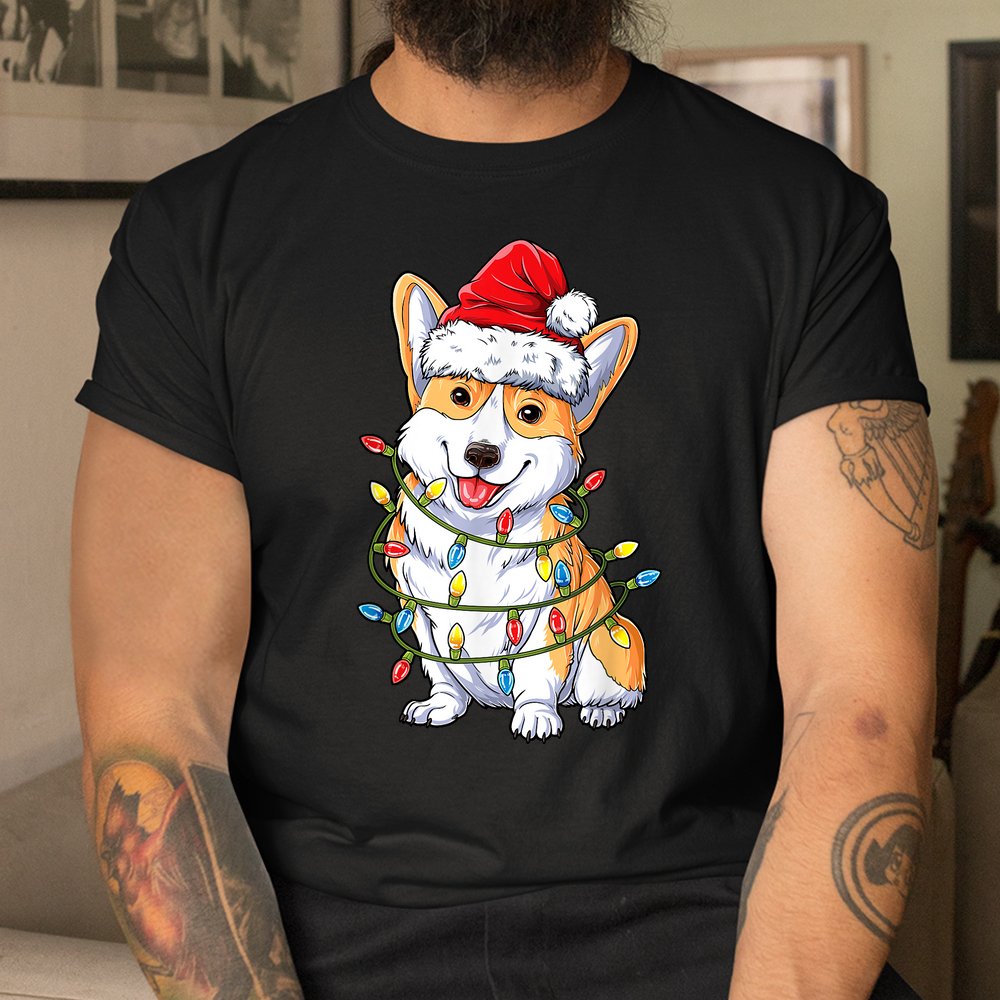 Corgi Santa Christmas Tree Lights Xmas Corgmas Dog Shirt Corgi Santa Christmas Tree Lights Xmas Corgmas Dog Shirt