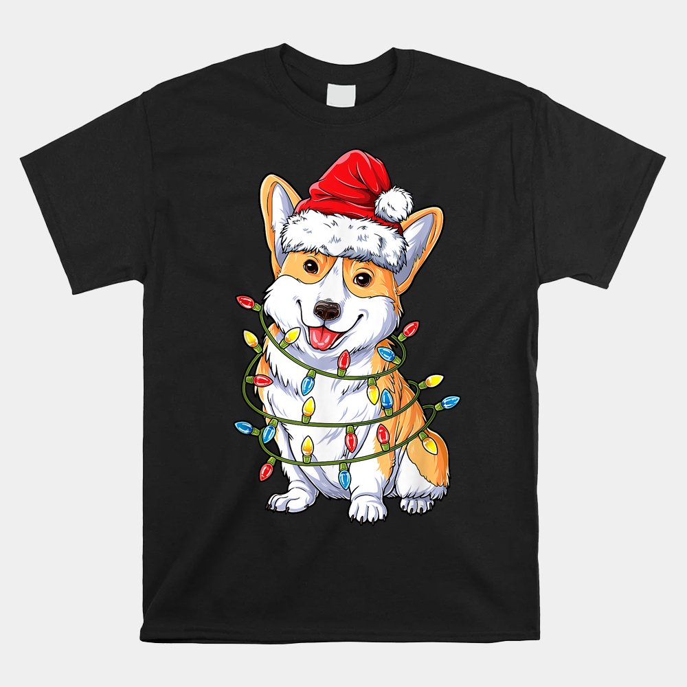 Corgi Santa Christmas Tree Lights Xmas Shirt Corgi Santa Christmas Tree Lights Xmas Shirt