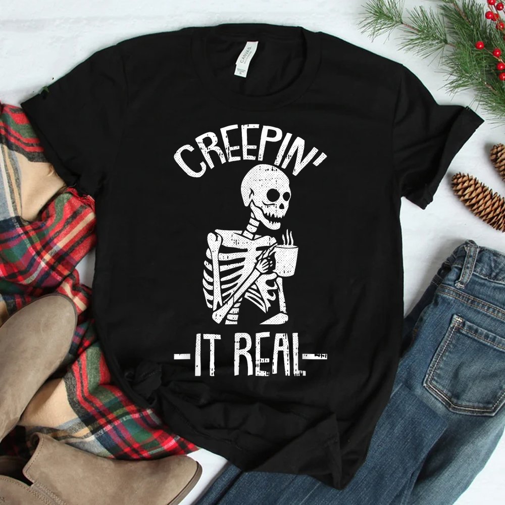Creepin It Real Lazy Skeleton Skull Halloween Shirt Creepin It Real Lazy Skeleton Skull Halloween Shirt