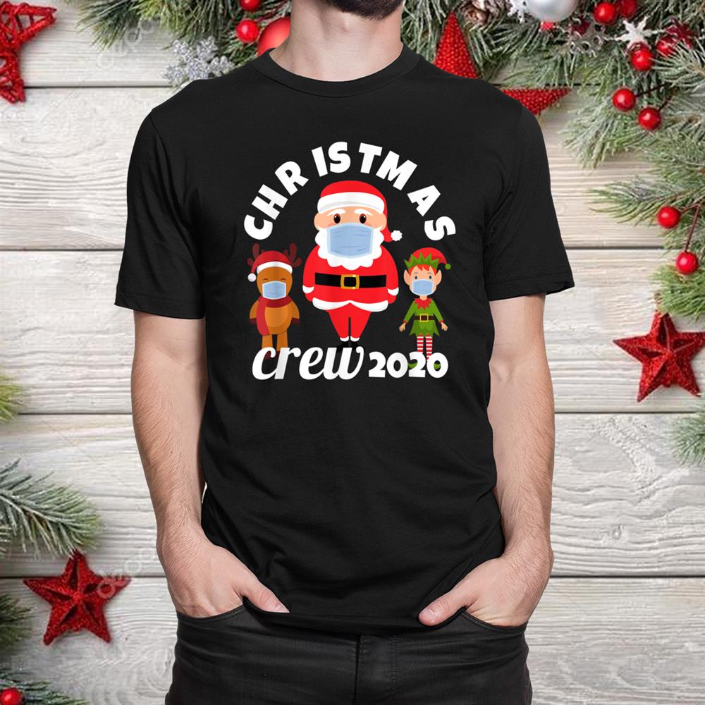 Crew Mask Wearing Santa Elf And Reindeer Christmas Shirt Crew Mask Wearing Santa Elf And Reindeer Christmas Shirt