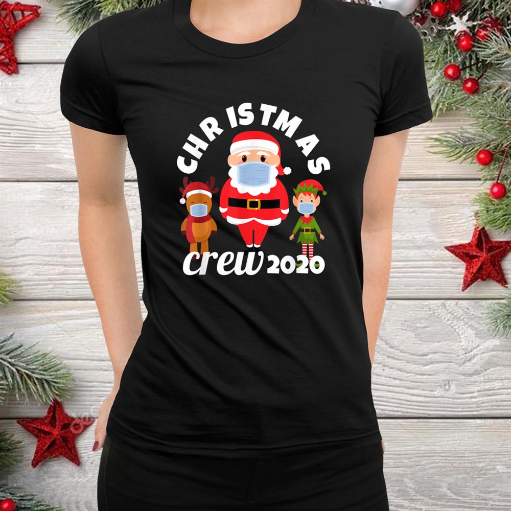 Crew Mask Wearing Santa Elf And Reindeer Christmas Shirt Crew Mask Wearing Santa Elf And Reindeer Christmas Shirt