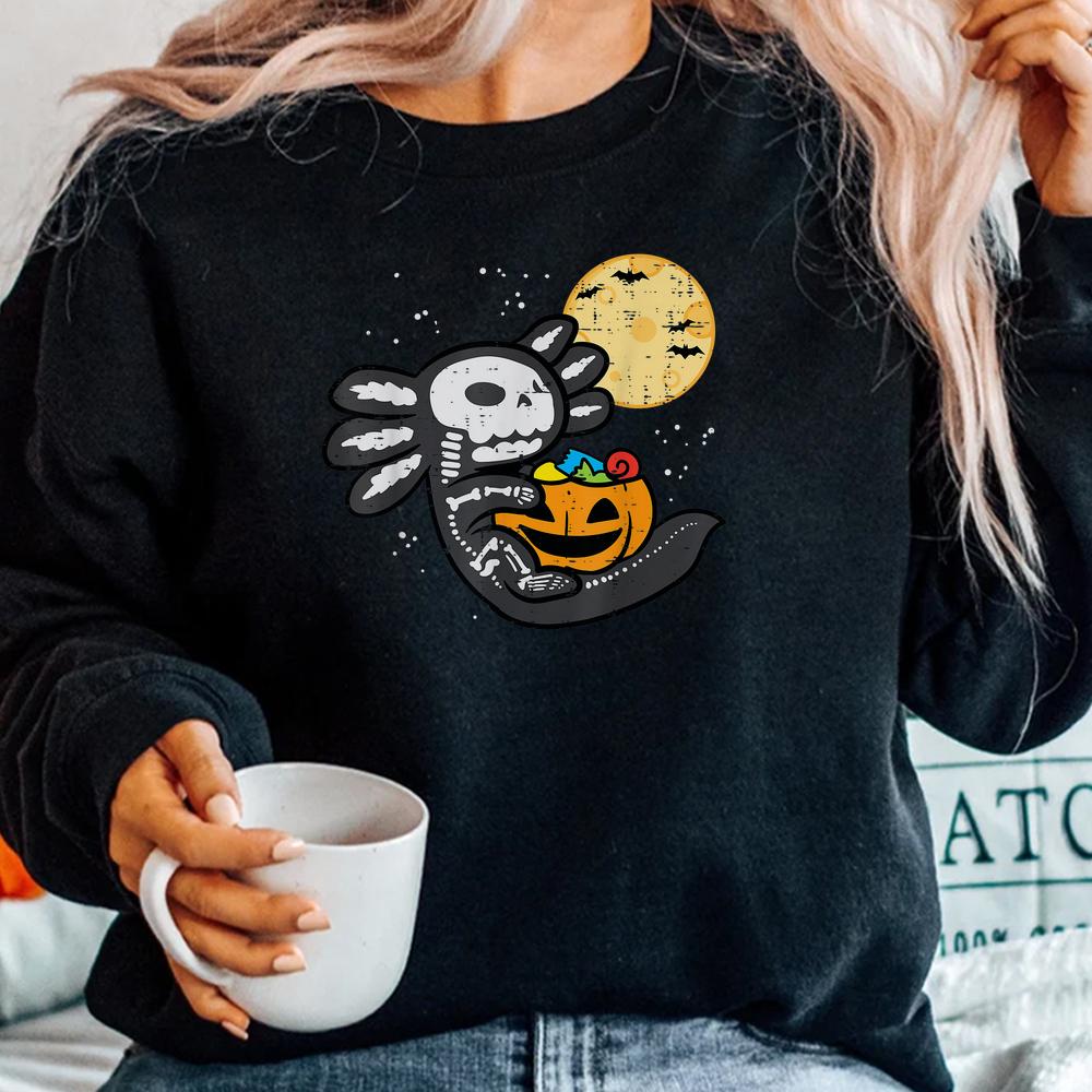 Cute Axolotl Sugar Skull Pumpkin Candy Halloween Shirt Cute Axolotl Sugar Skull Pumpkin Candy Halloween Shirt