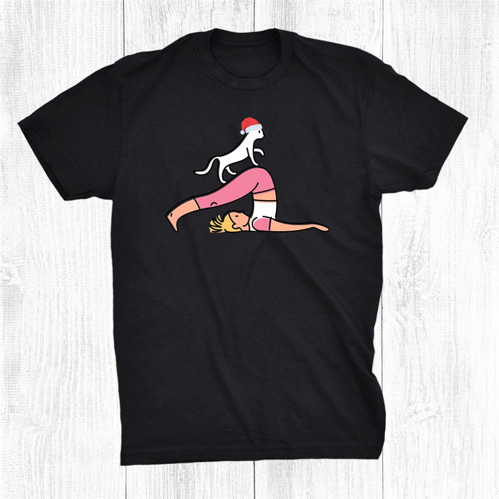 Cute Cat Yoga Shirt Santa Hat Image Funny Christmas Cool Shirt Cute Cat Yoga Shirt Santa Hat Image Funny Christmas Cool Shirt