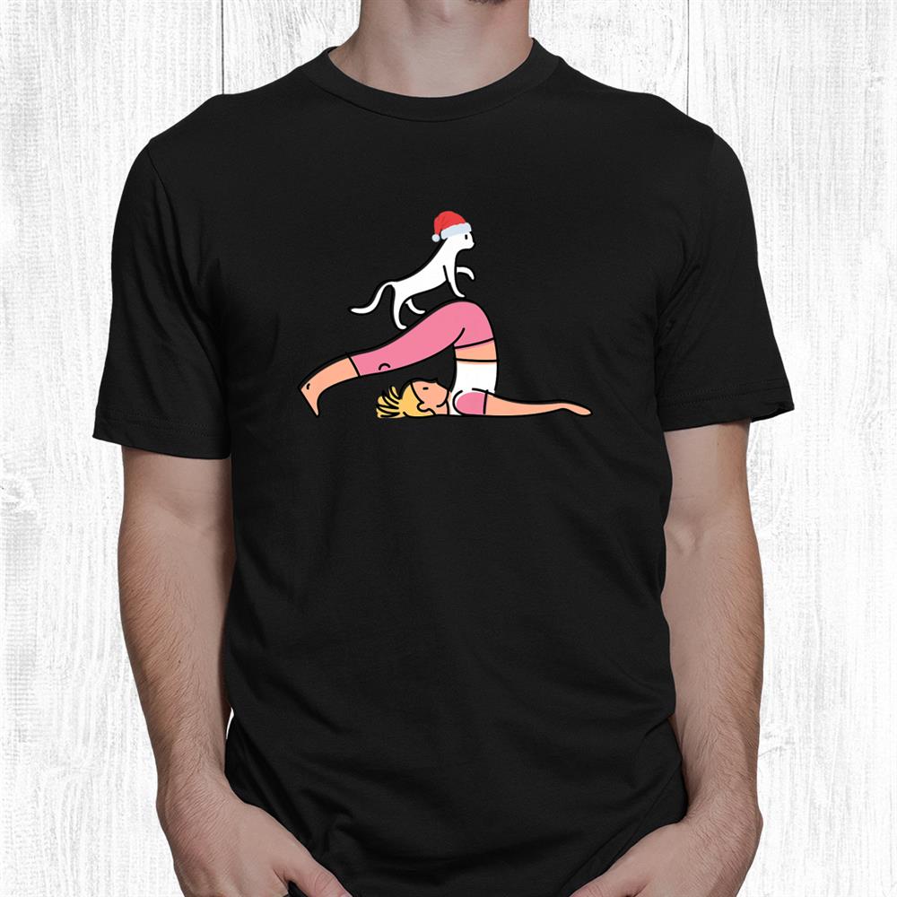 Cute Cat Yoga Shirt Santa Hat Image Funny Christmas Cool Shirt Cute Cat Yoga Shirt Santa Hat Image Funny Christmas Cool Shirt