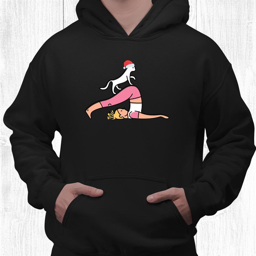 Cute Cat Yoga Shirt Santa Hat Image Funny Christmas Cool Shirt Cute Cat Yoga Shirt Santa Hat Image Funny Christmas Cool Shirt