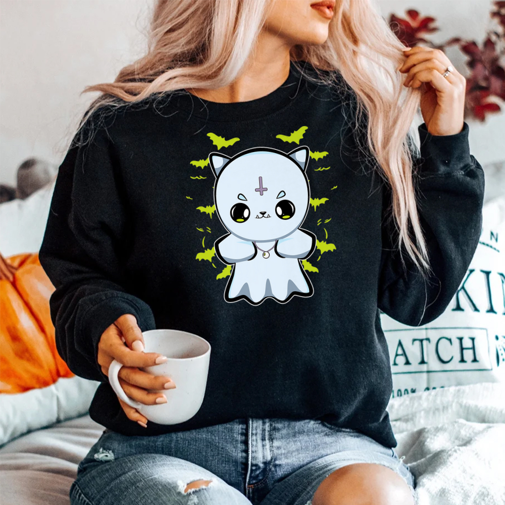 Cute Ghost And Pastel Goth Cat Bats For Occult Halloween Shirt Cute Ghost And Pastel Goth Cat Bats For Occult Halloween Shirt