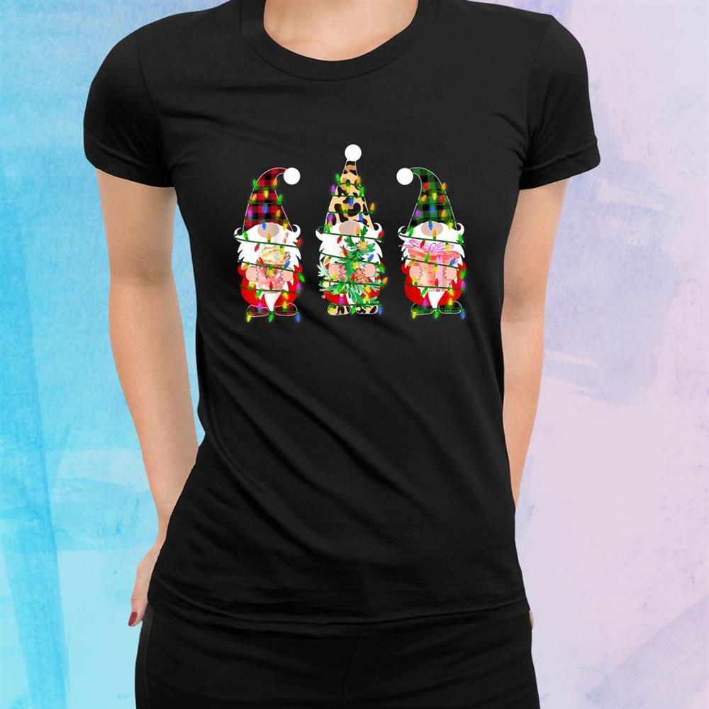 Cute Gnome Buffalo Plaid Christmas Light Ugly Santa Hat Shirt Cute Gnome Buffalo Plaid Christmas Light Ugly Santa Hat Shirt