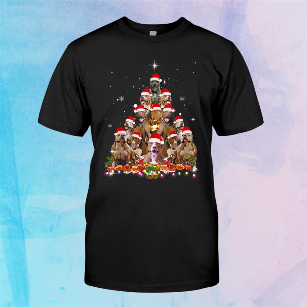 Cute Pitbull Christmas Tree Dog Santa Xmas Tee Funny Pajamas Shirt Cute Pitbull Christmas Tree Dog Santa Xmas Tee Funny Pajamas Shirt