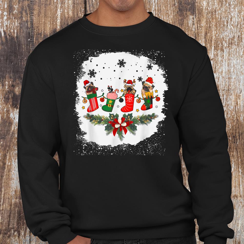 Cute Pug Christmas Stocking Dog Lovers Xmas Dog Apparel Shirt Cute Pug Christmas Stocking Dog Lovers Xmas Dog Apparel Shirt