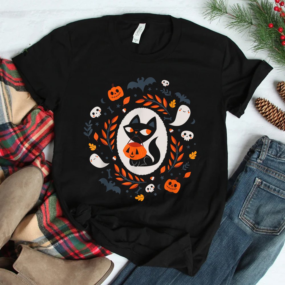 Cute Retro Black Cat Fall Halloween Shirt Cute Retro Black Cat Fall Halloween Shirt