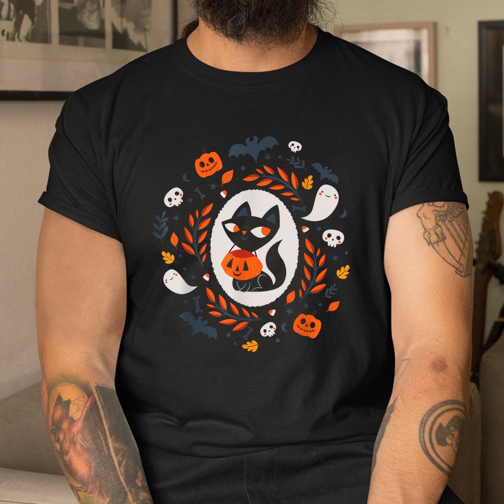 Cute Retro Black Cat Fall Halloween Shirt Cute Retro Black Cat Fall Halloween Shirt