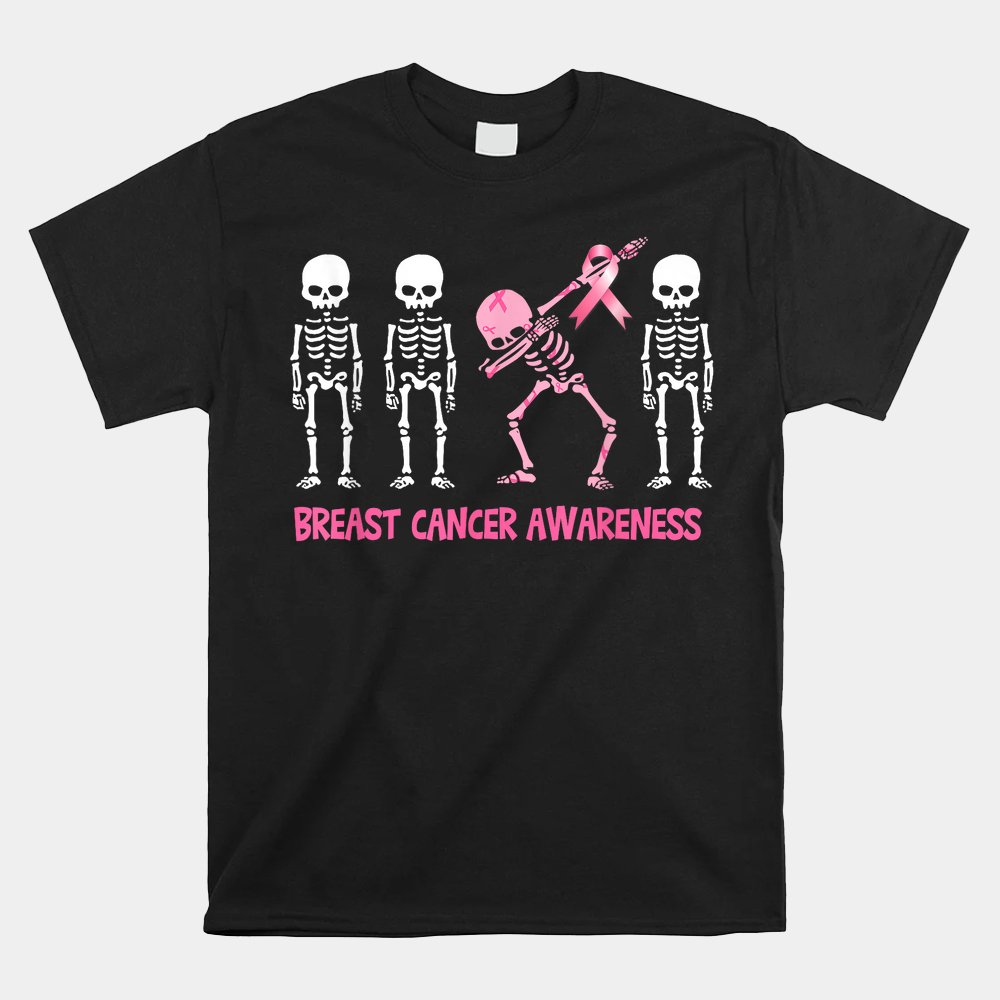 Dabbing Skeleton Pink Ribbon Breast Cancer Halloween Shirt Dabbing Skeleton Pink Ribbon Breast Cancer Halloween Shirt