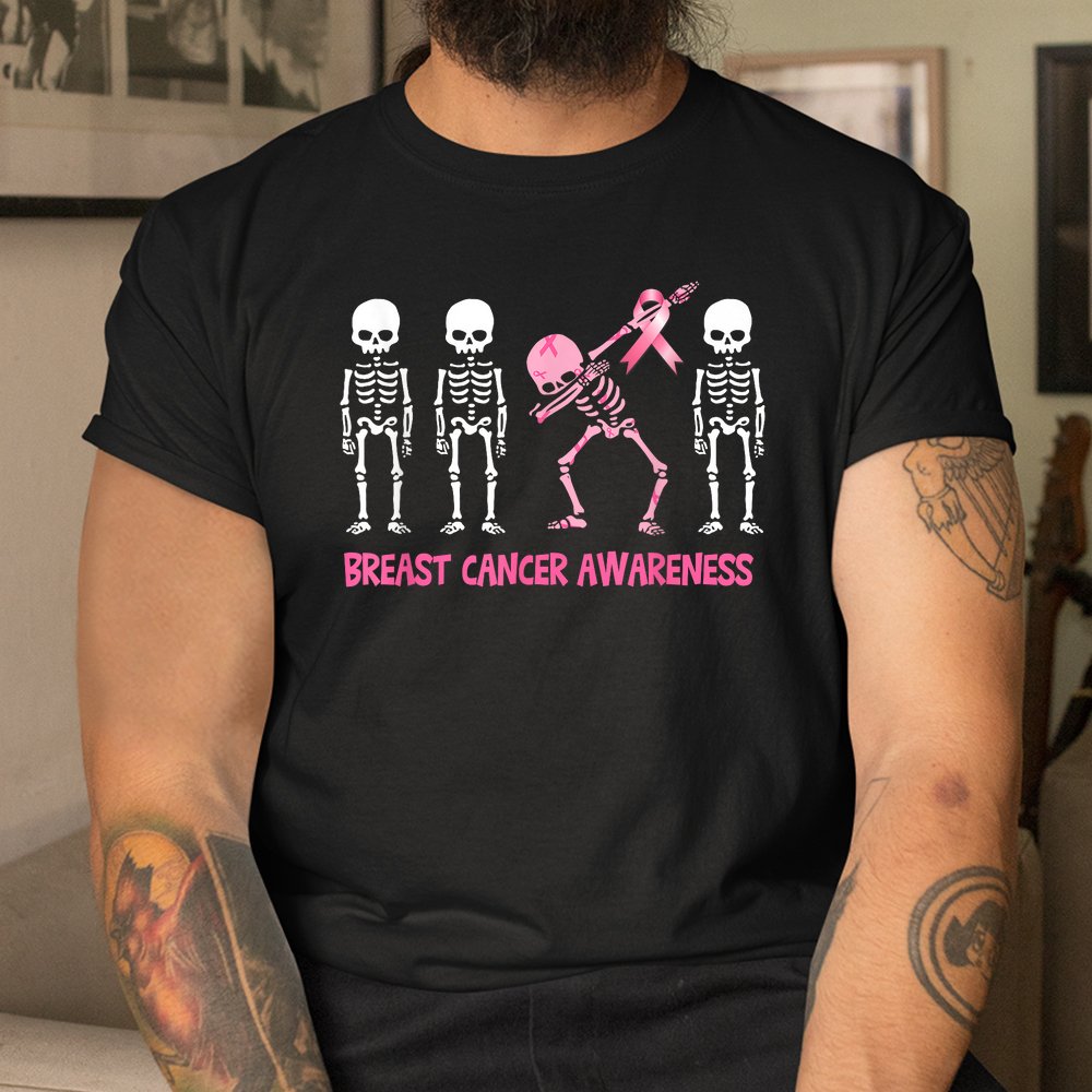 Dabbing Skeleton Pink Ribbon Breast Cancer Halloween Shirt Dabbing Skeleton Pink Ribbon Breast Cancer Halloween Shirt