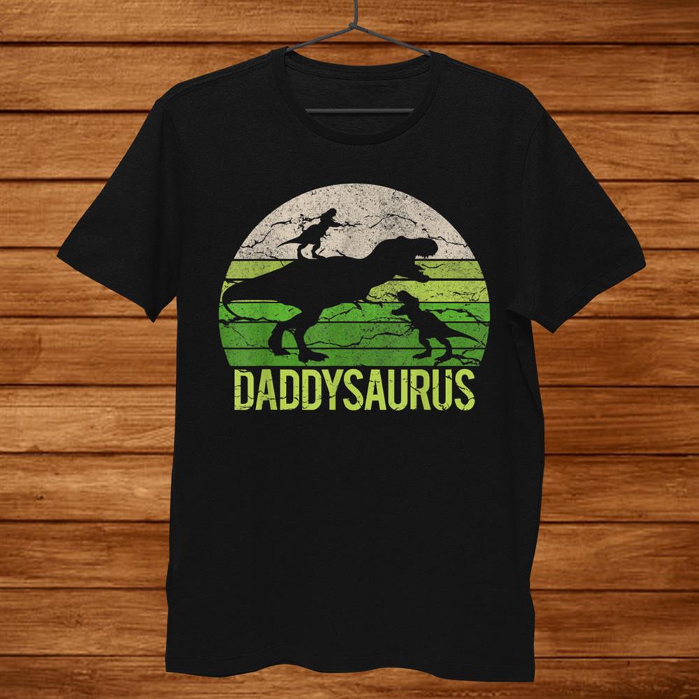 Daddy Dinosaur Daddysaurus Two Kids Christmas Gift Father Shirt Daddy Dinosaur Daddysaurus Two Kids Christmas Gift Father Shirt