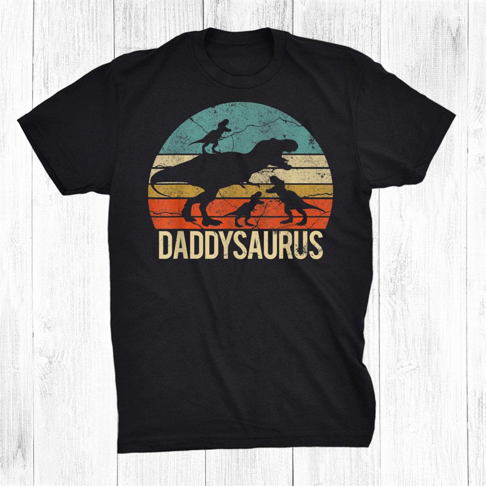 Daddy Dinosaur Daddysaurus Three Kids Christmas Shirt Daddy Dinosaur Daddysaurus Three Kids Christmas Shirt