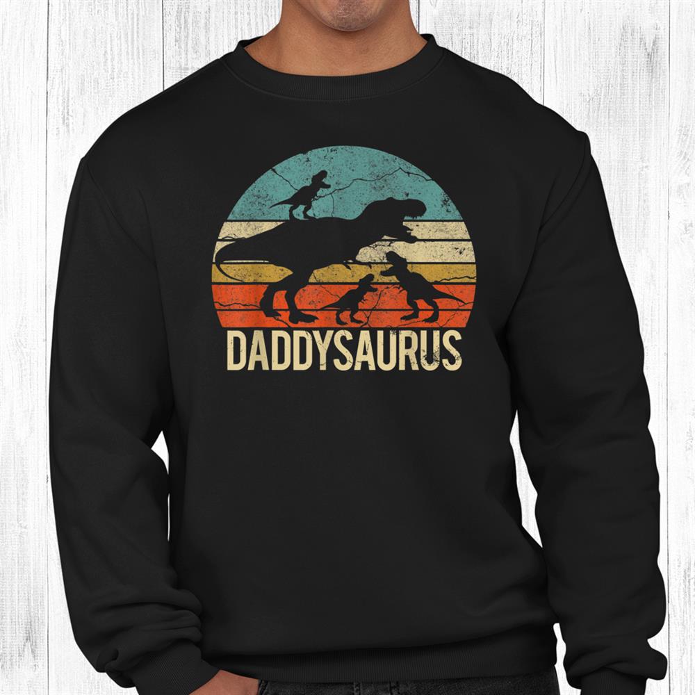 Daddy Dinosaur Daddysaurus Three Kids Christmas Shirt Daddy Dinosaur Daddysaurus Three Kids Christmas Shirt