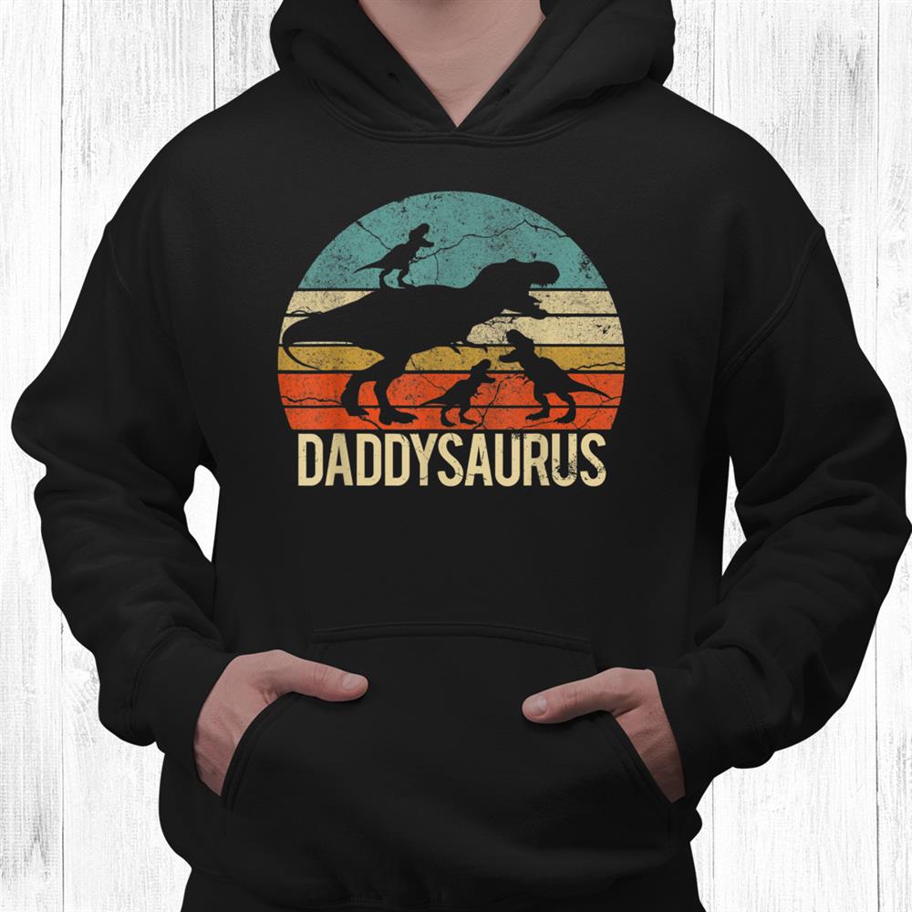 Daddy Dinosaur Daddysaurus Three Kids Christmas Shirt Daddy Dinosaur Daddysaurus Three Kids Christmas Shirt