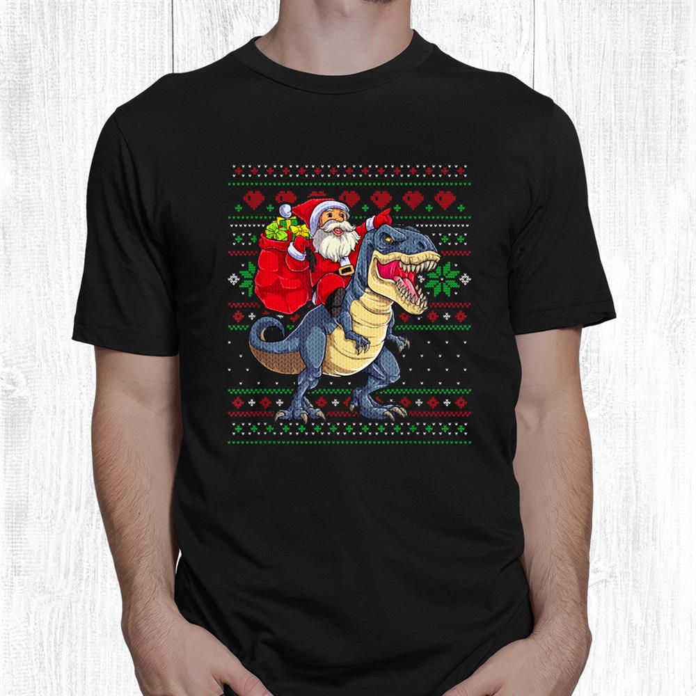 Dinosaur Ugly Christmas Santa Xmas Shirt Dinosaur Ugly Christmas Santa Xmas Shirt