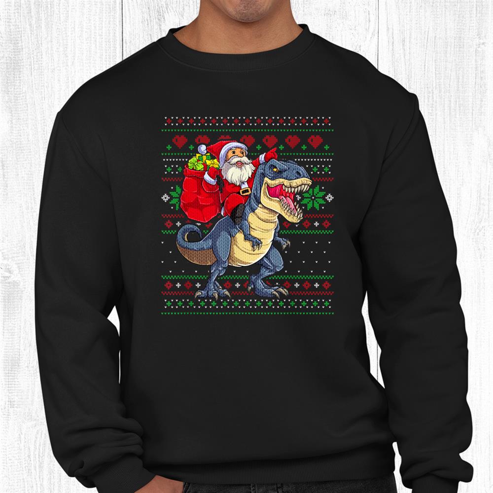 Dinosaur Ugly Christmas Santa Xmas Shirt Dinosaur Ugly Christmas Santa Xmas Shirt