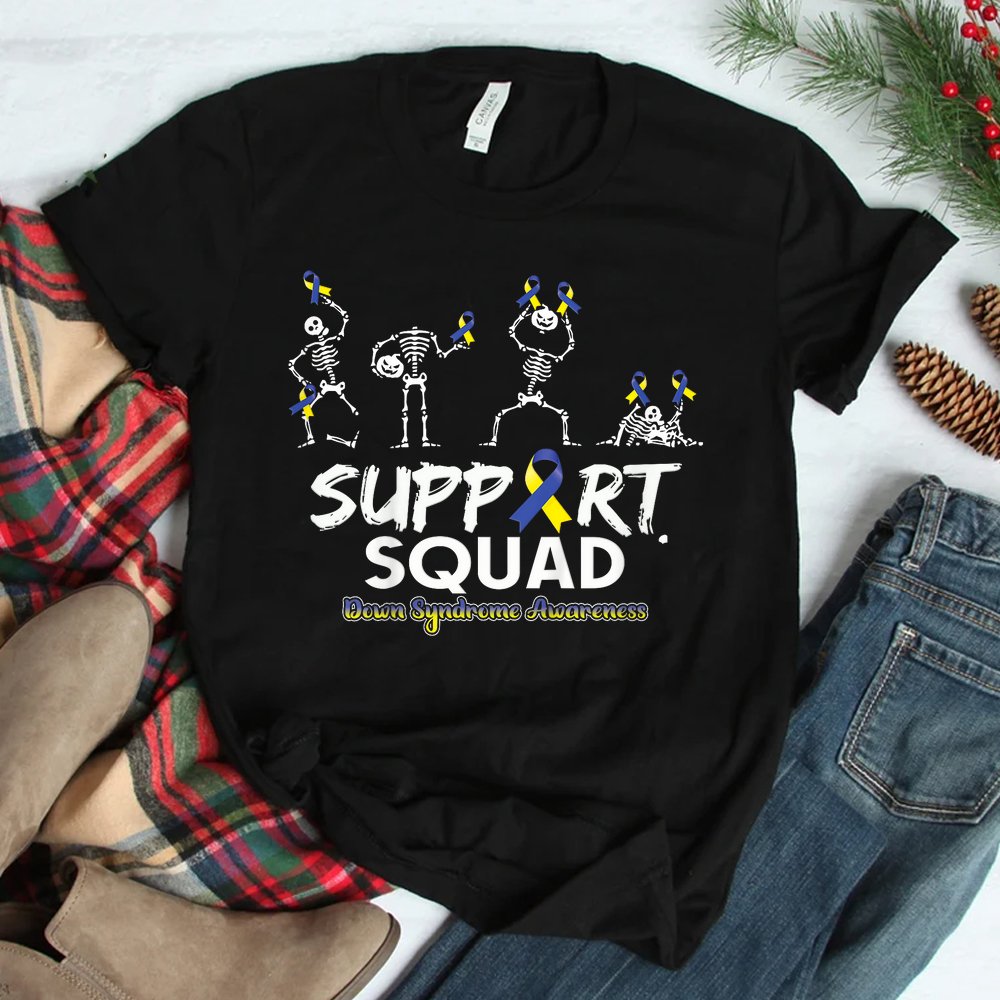 Down Syndrome Awareness Skeleton Support Squad Halloween Shirt Down Syndrome Awareness Skeleton Support Squad Halloween Shirt