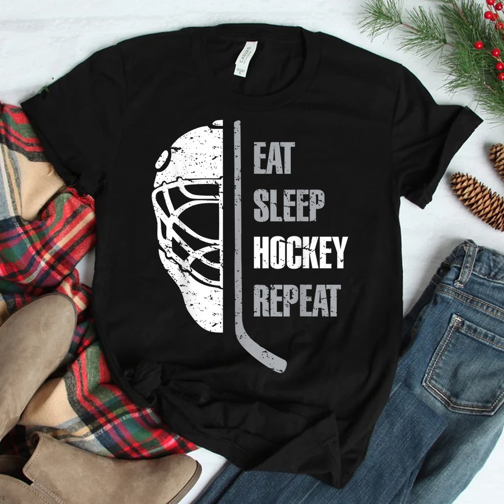 Eat Sleep Hockey Repeat Christmas For Kids Teen Adult Hockey Shirt Eat Sleep Hockey Repeat Christmas For Kids Teen Adult Hockey Shirt