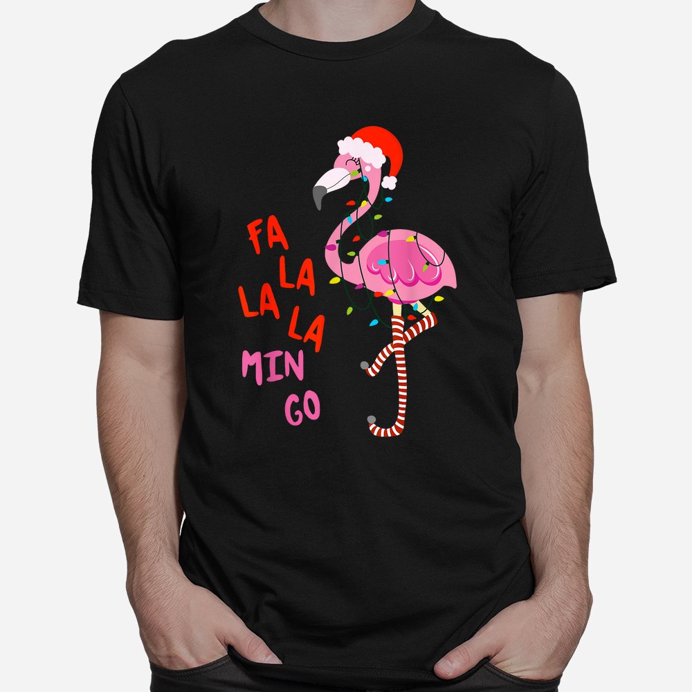 Fa La La Mingo Flamingo Christmas Tree Lights Tropical Shirt Fa La La Mingo Flamingo Christmas Tree Lights Tropical Shirt