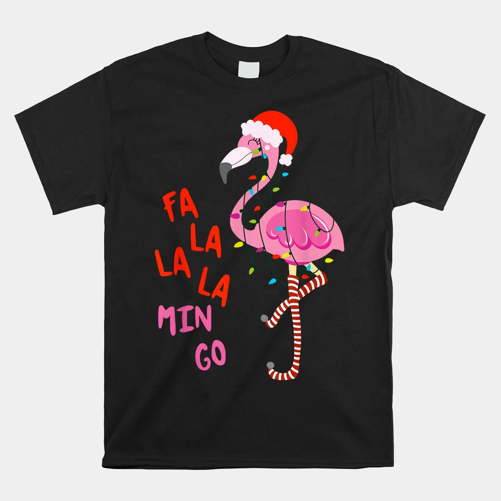 Fa La La Mingo Flamingo Christmas Tree Lights Tropical Shirt Fa La La Mingo Flamingo Christmas Tree Lights Tropical Shirt
