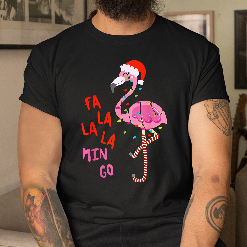 Fa La La Mingo Flamingo Christmas Tree Lights Tropical Shirt Fa La La Mingo Flamingo Christmas Tree Lights Tropical Shirt