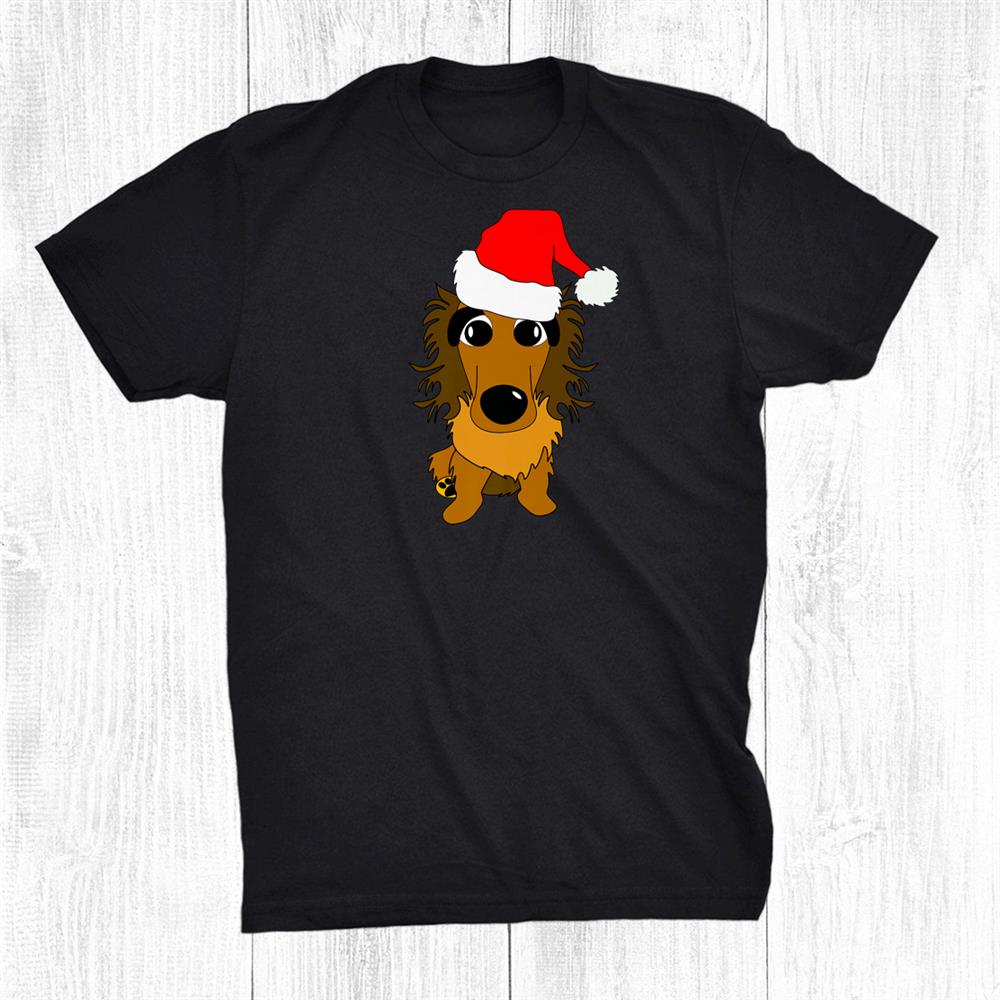 Festive Holidays Cute Dachshund Dog Christmas Santa Hat Shirt Festive Holidays Cute Dachshund Dog Christmas Santa Hat Shirt