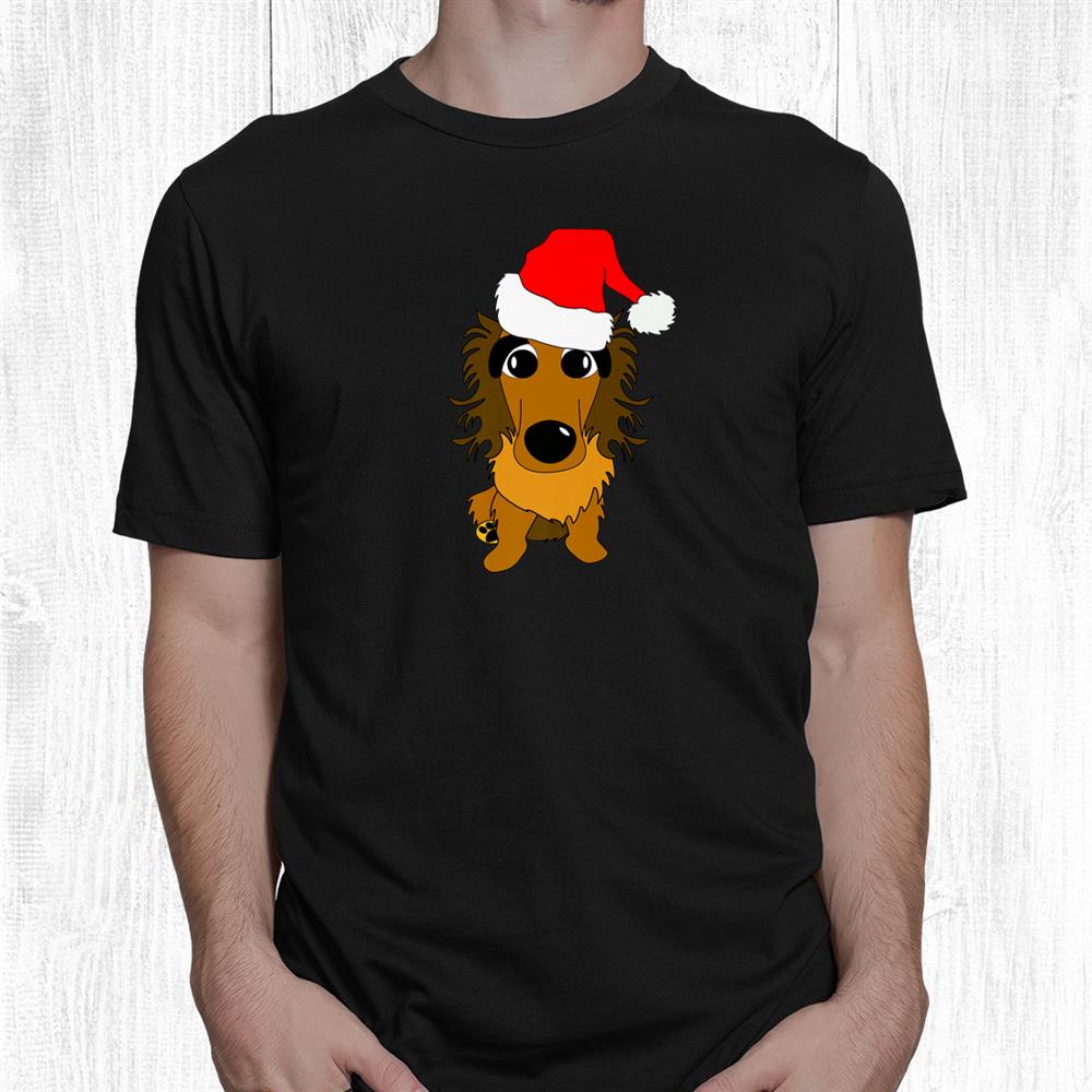 Festive Holidays Cute Dachshund Dog Christmas Santa Hat Shirt Festive Holidays Cute Dachshund Dog Christmas Santa Hat Shirt