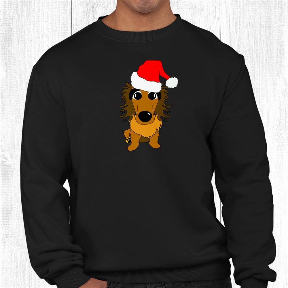 Festive Holidays Cute Dachshund Dog Christmas Santa Hat Shirt Festive Holidays Cute Dachshund Dog Christmas Santa Hat Shirt