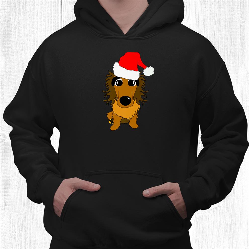 Festive Holidays Cute Dachshund Dog Christmas Santa Hat Shirt Festive Holidays Cute Dachshund Dog Christmas Santa Hat Shirt