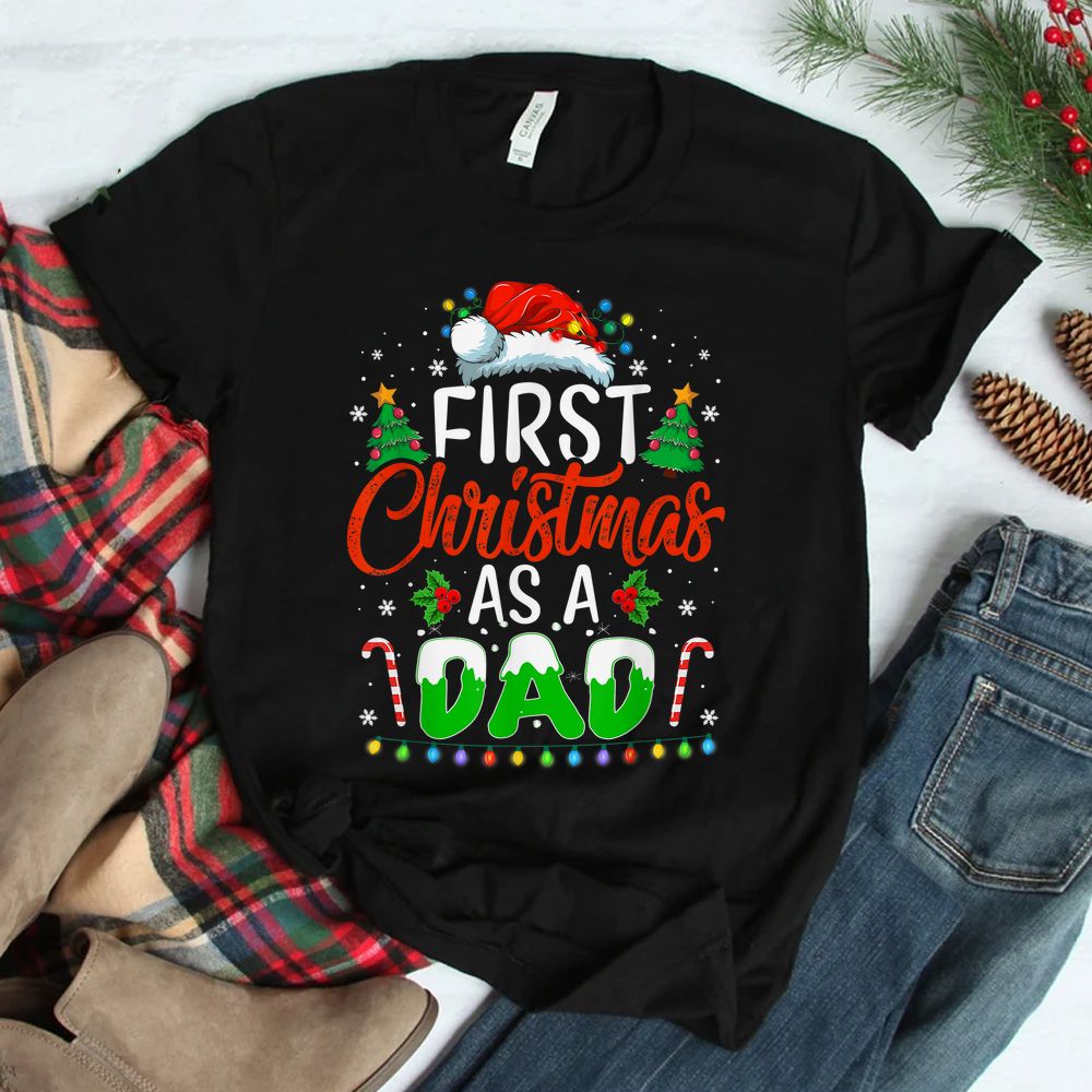 First Christmas As A Dad Xmas Lights Christmas Shirt First Christmas As A Dad Xmas Lights Christmas Shirt