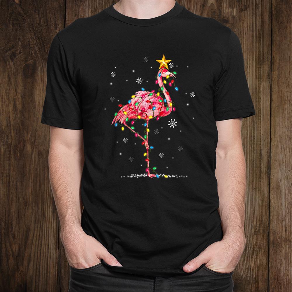 Flamingo Reindeer Hat Santa Christmas Lights Funny Flamingo Shirt Flamingo Reindeer Hat Santa Christmas Lights Funny Flamingo Shirt