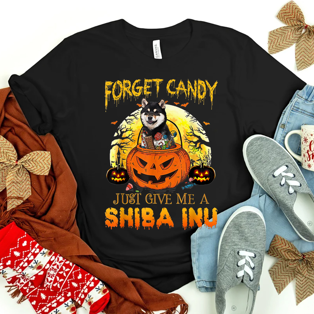Forget Candy Just Give Me Shiba Inu Dogs Halloween Shirt Forget Candy Just Give Me Shiba Inu Dogs Halloween Shirt