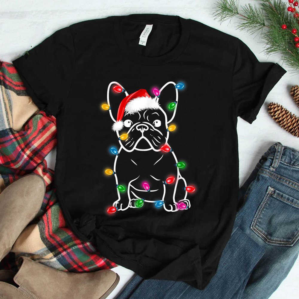 French Bulldog Dog Lights Christmas Shirt French Bulldog Dog Lights Christmas Shirt