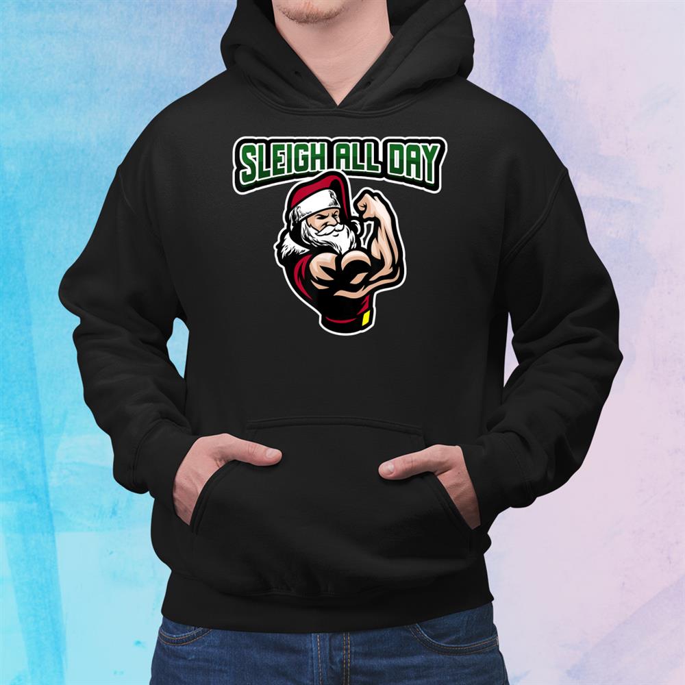 Funny Christmas Shirt Slay All Day Buffed Santa Shirt Funny Christmas Shirt Slay All Day Buffed Santa Shirt