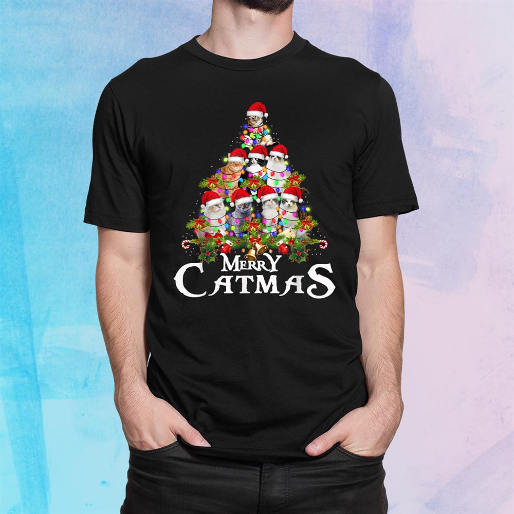 Funny Merry Catmas Tree Lights Christmas Cat Lovers Shirt Funny Merry Catmas Tree Lights Christmas Cat Lovers Shirt