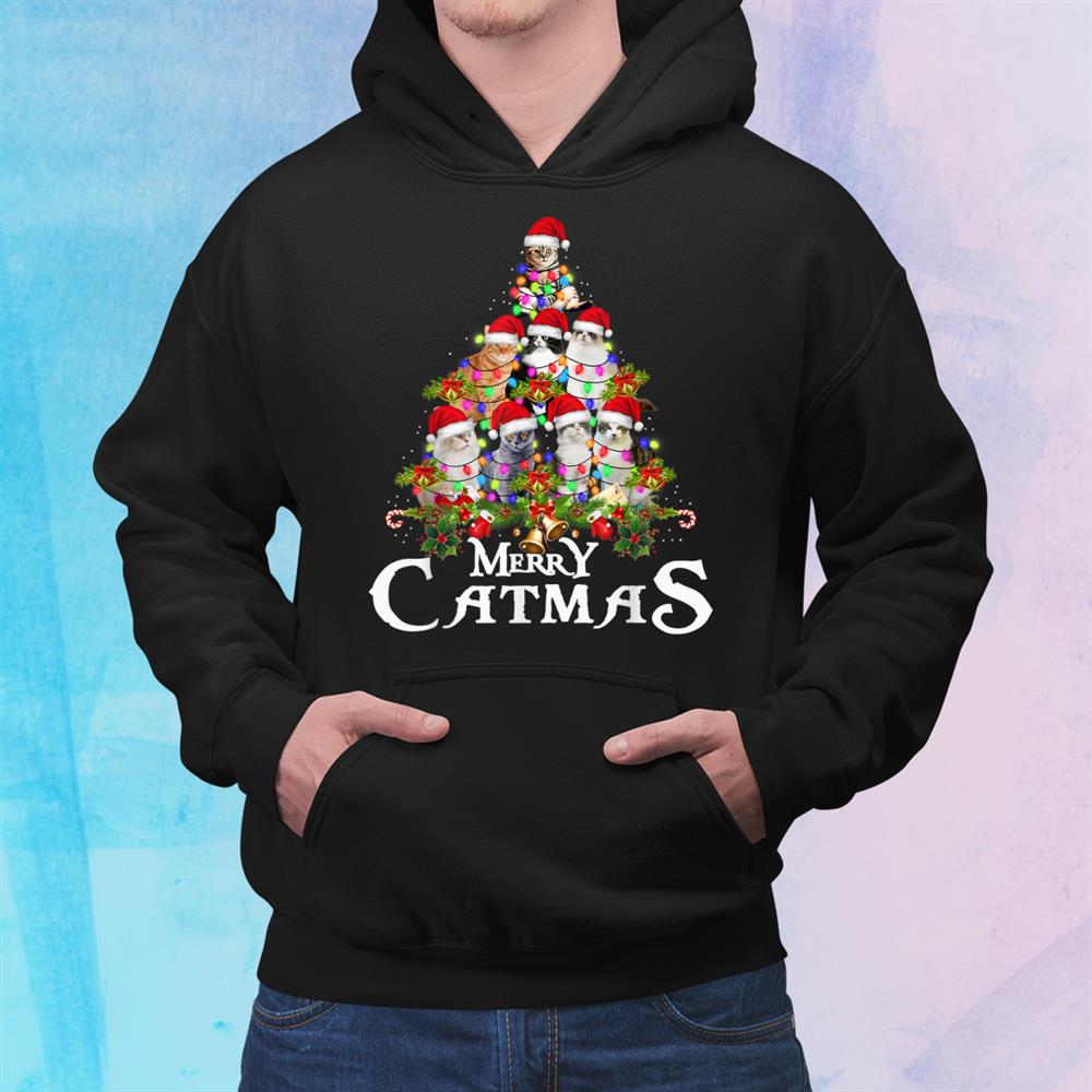 Funny Merry Catmas Tree Lights Christmas Cat Lovers Shirt Funny Merry Catmas Tree Lights Christmas Cat Lovers Shirt