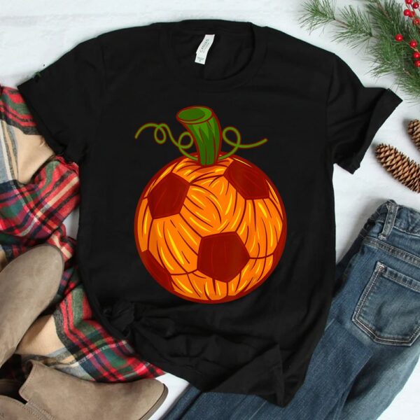 funny pumpkin soccer ball halloween shirt 2