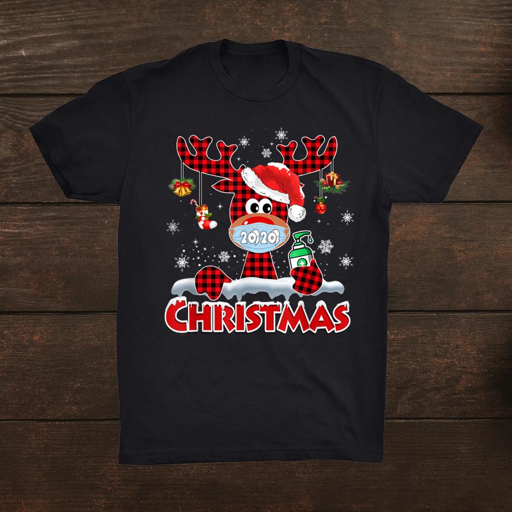 Funny Quarantine Christmas Reindeer Mask Family Pajamas Shirt Funny Quarantine Christmas Reindeer Mask Family Pajamas Shirt