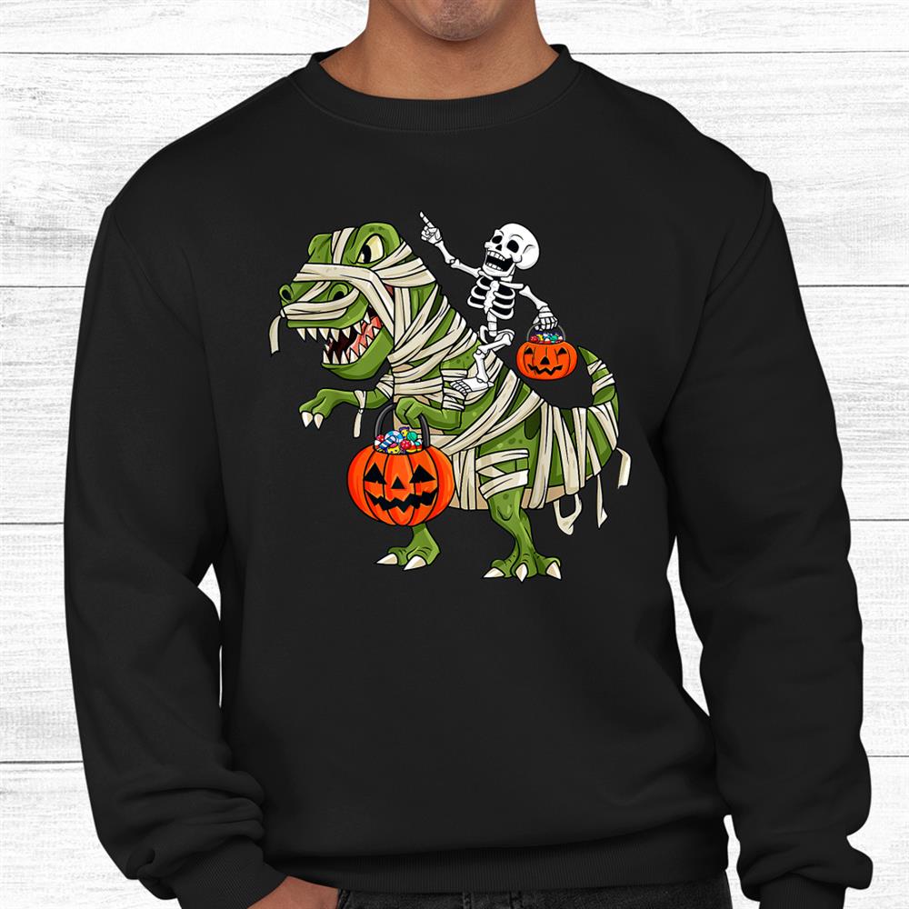 Funny Skeleton Riding Mummy T Rex Halloween Shirt Funny Skeleton Riding Mummy T Rex Halloween Shirt