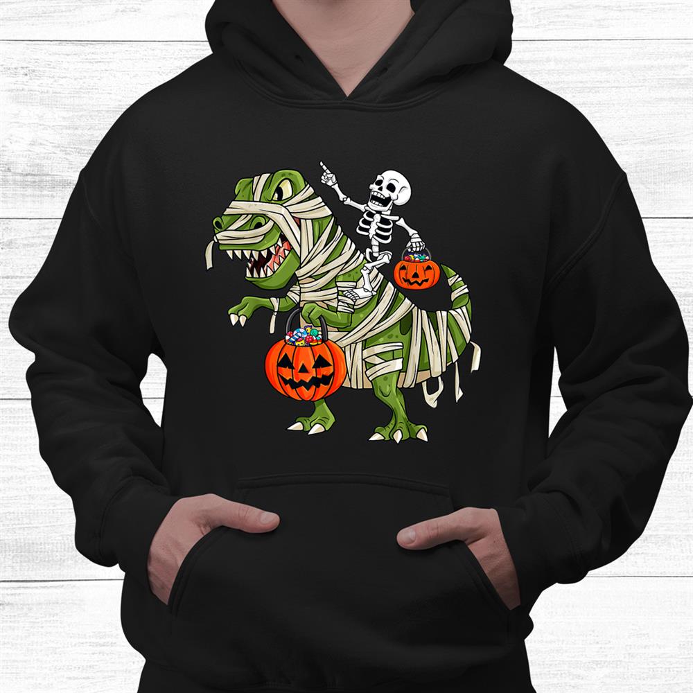 Funny Skeleton Riding Mummy T Rex Halloween Shirt Funny Skeleton Riding Mummy T Rex Halloween Shirt
