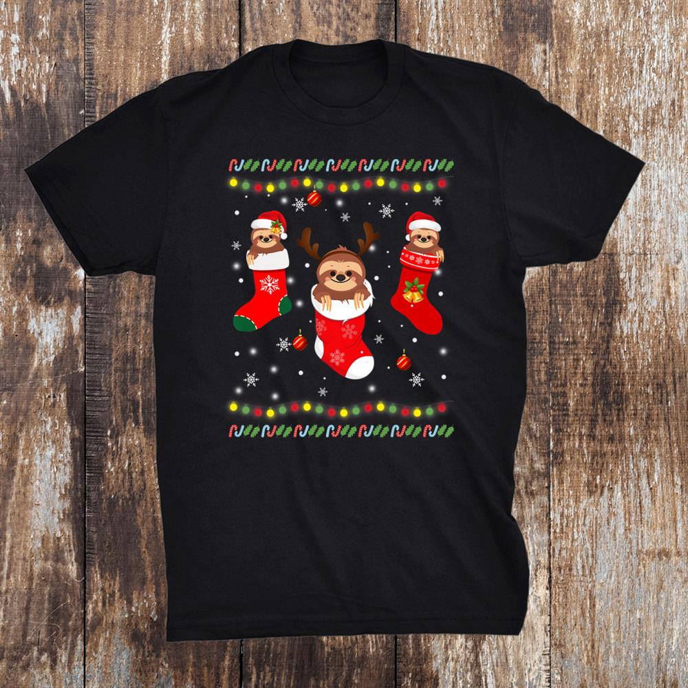 Funny Sloth In Socks Christmas Sloth Lovers Merry Xmas Shirt Funny Sloth In Socks Christmas Sloth Lovers Merry Xmas Shirt