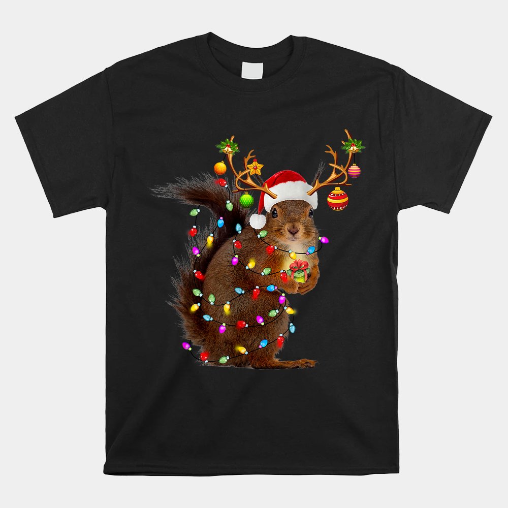 Funny Squirrel Christmas Reindeer Christmas Lights Pajama Shirt Funny Squirrel Christmas Reindeer Christmas Lights Pajama Shirt